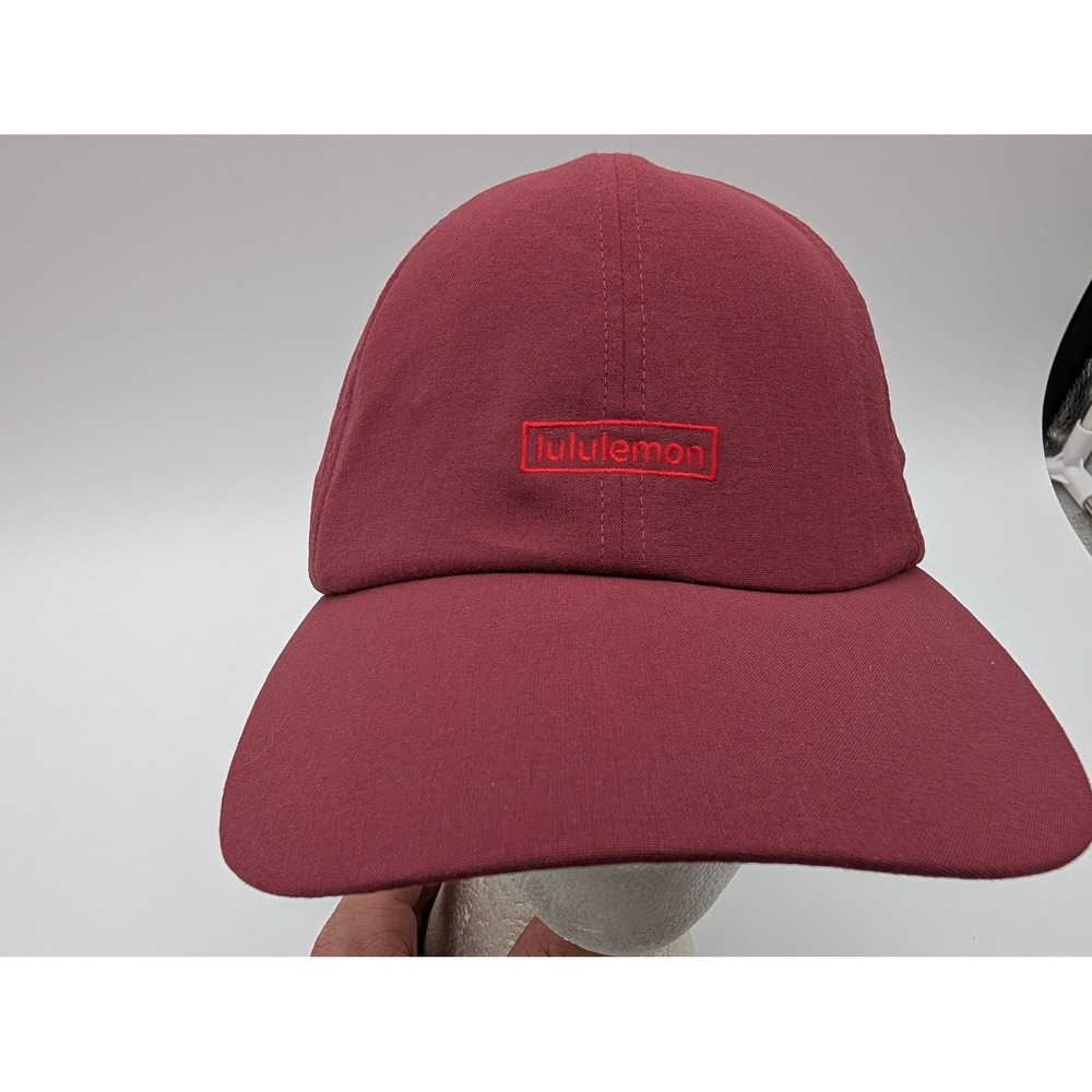 Lululemon Ball Cap Hat Adjustable Dark Red Embroidered Box Logo OS